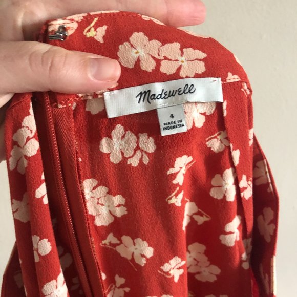 Madewell Red Midi Floral Skirt with Ruffle Detail - Picture 2 of 6